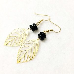 Gold boho Feather earrings by Jules Jewelry Box