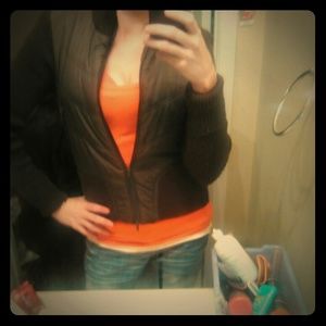 Vintage brown zip up sweater!!