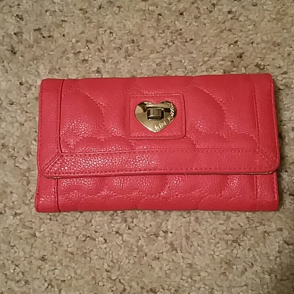 Betsey Johnson Red Gold Heart Quilt Wallet