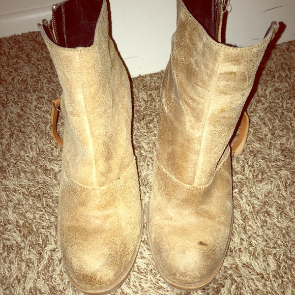 Brown suede leather booties