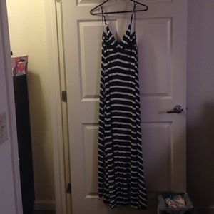 Navy Blue/White Maxi Dress