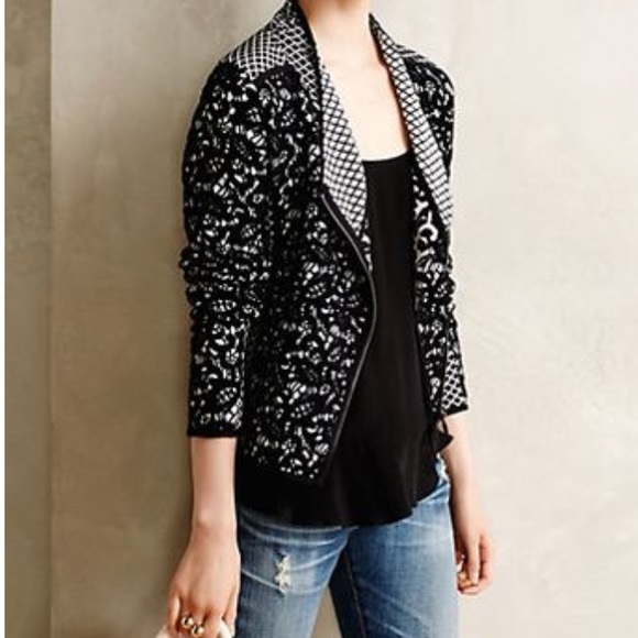 Anthropologie Jackets & Blazers - Anthropologie Moto Jacquard Cardigan Jacket Blazer