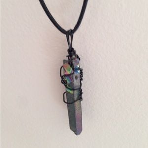 Crystal Necklace Wired Rainbow Quartz