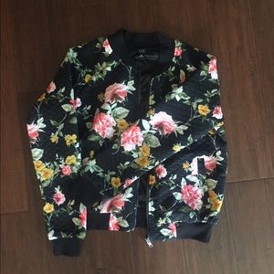 Quilted floral bomber jacket