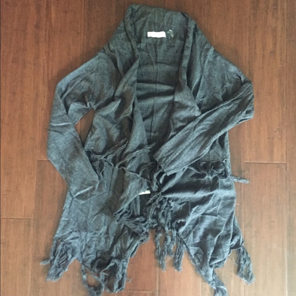 Gray fringe cardigan