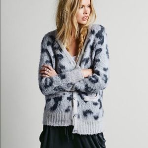 Free people snow leopard cardigan