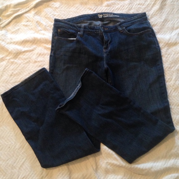 Dark denim boot cut jeans