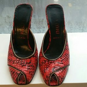 Miu Miu pink snakeskin heels