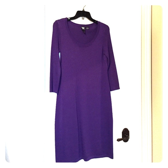 Worth 3/4 sleeve purple sweater dress