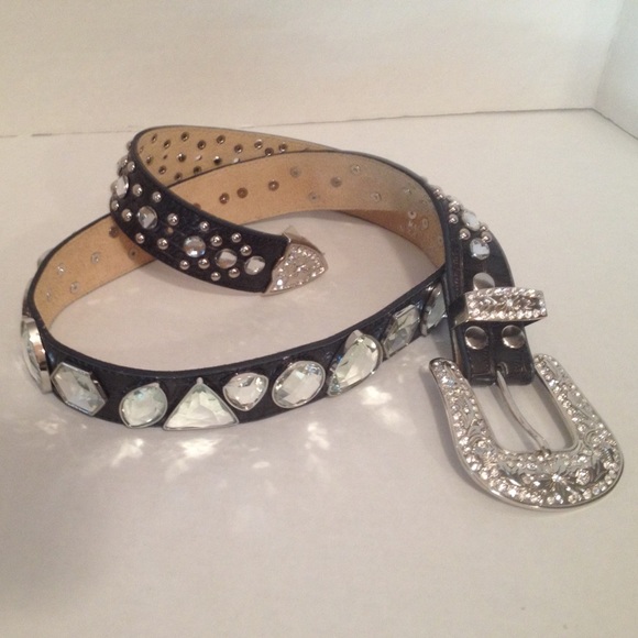 Black leather western belt