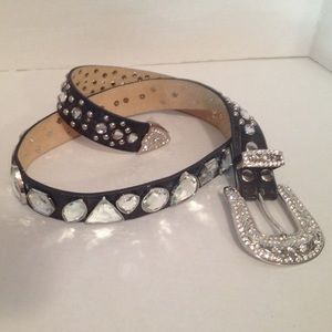 Black leather western belt