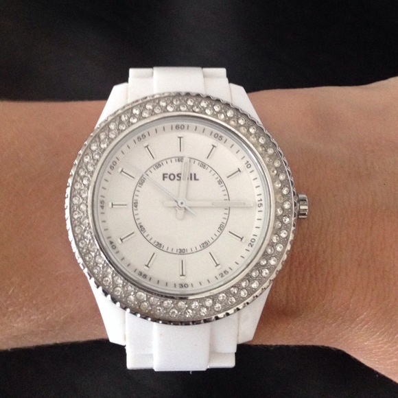 White Fossil watch