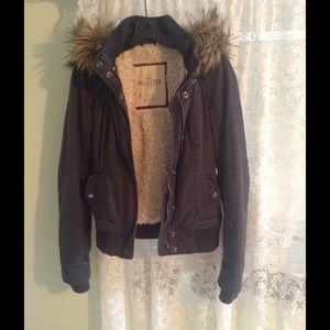 Hollister blue faux fur coat