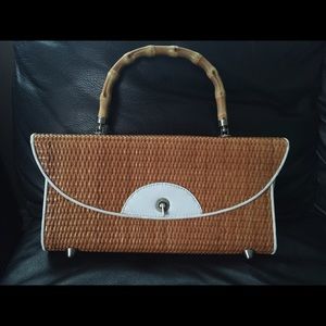 Anne Taylor vintage woven purse w/ bamboo handle