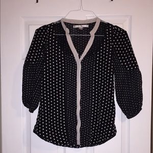 Black blouse with white dots