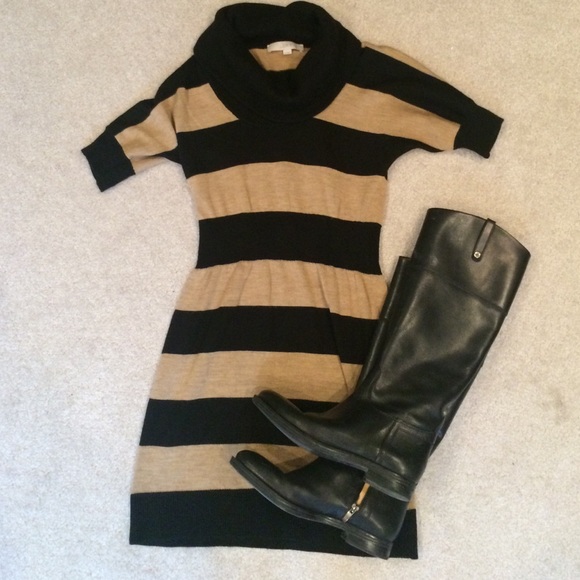 Loft Cowl Neck Striped Sweater Dress EUC - Picture 1 of 3