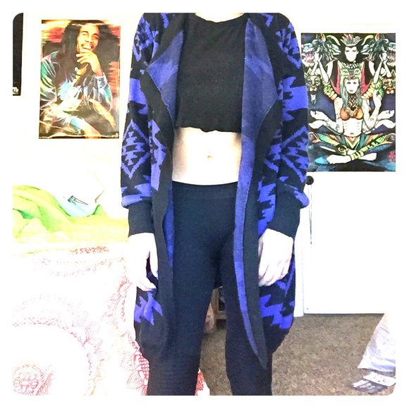 Aztec print long sweater
