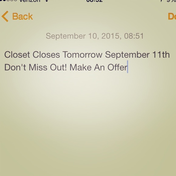 My closet Will close Tomorrow