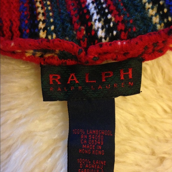 SOLD / RL Lambswool Hat w/ Pom Pom Ties - Picture 3 of 4