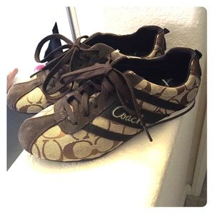 Authentic Women's Brown COACH Canvas Sneakers