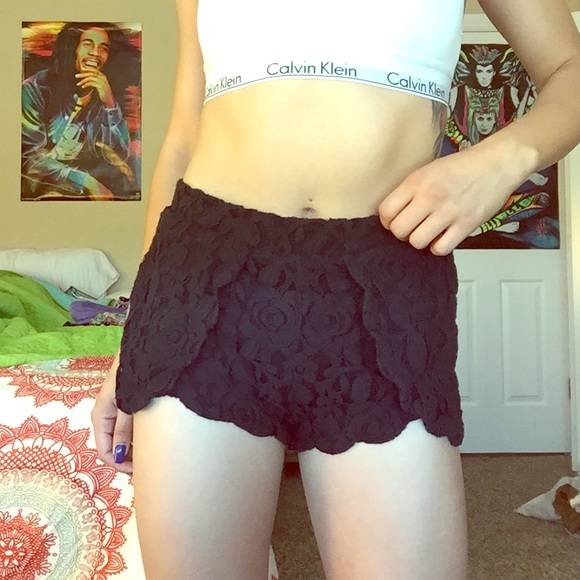 Black floral shorts
