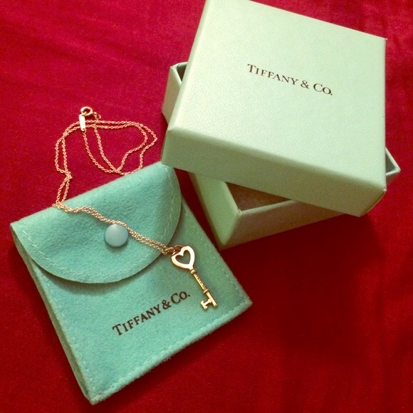 Tiffany and Co 18K Rose Gold Heart-Key Necklace