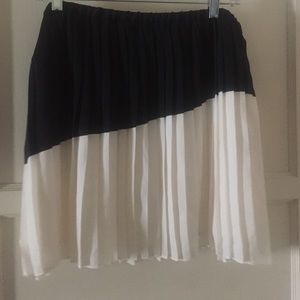 Black and White asymmetrical pleated skirt