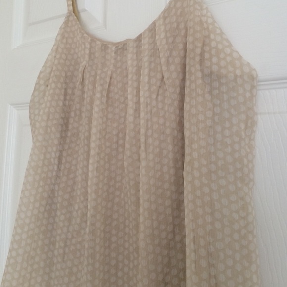 Tan and white sheer top over attached nude tank - Picture 2 of 3