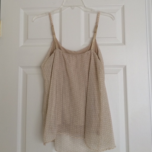 Tan and white sheer top over attached nude tank - Picture 3 of 3