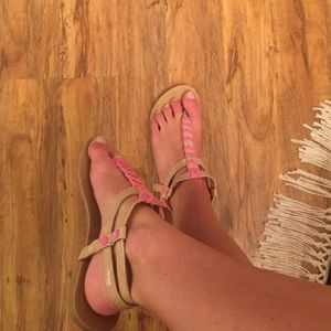 Nude and pink sandals