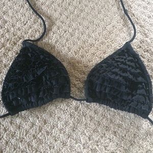Black ruffled bikini top