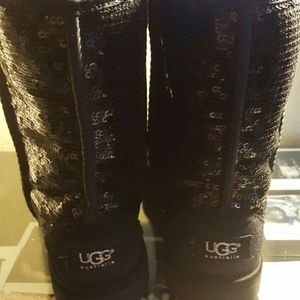 Black sequin ugg boots