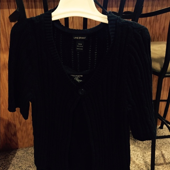 Navy blue shirt sleeve cardigan sweater