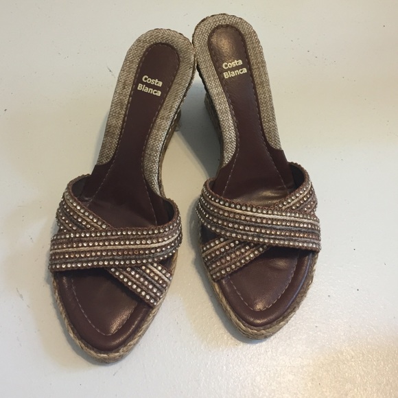 Rhinestone Brown Wedges