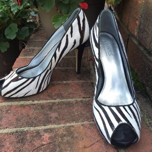 Zebra striped Peep toe shoes
