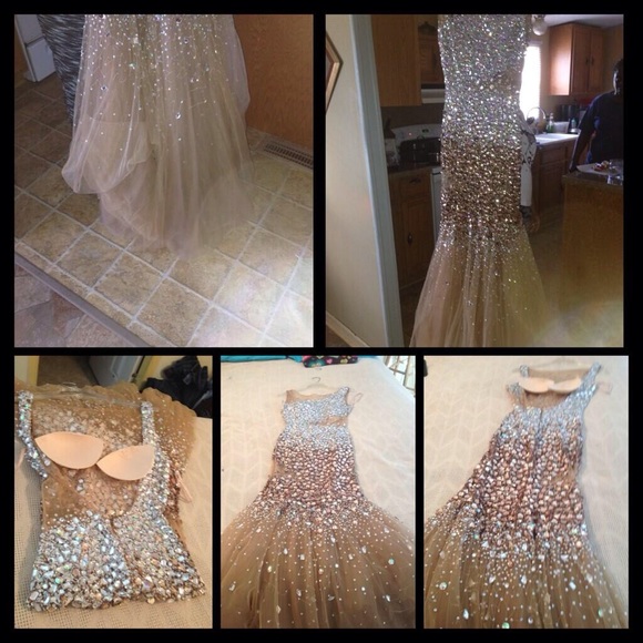 Night Moves Champagne Prom Dress - Picture 2 of 4