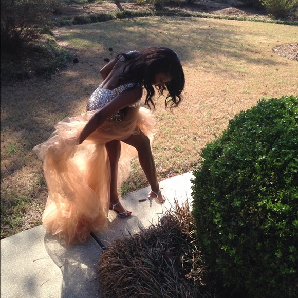 Night Moves Champagne Prom Dress - Picture 4 of 4