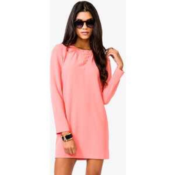 Forever21 Coral Shift Dress with Stud Detail - L