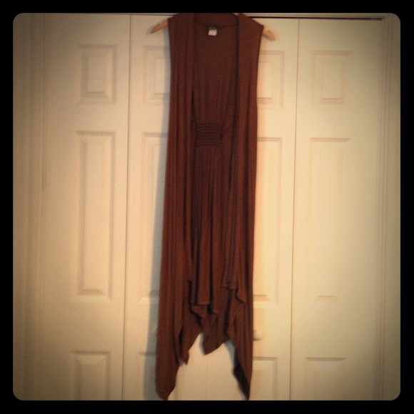 Extra Long Brown Sleeveless Coverup