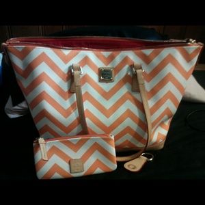Dooney & Bourke Chevron Tote (Tangerine)