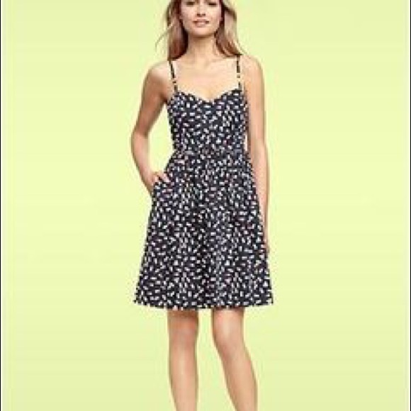 Gap Spaghetti Strap Navy/Gray Spotted Dress, sz. 8