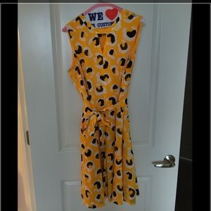 Jones New York Yellow Leopard Keyhole Dress
