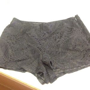 Black laced patterned shorts