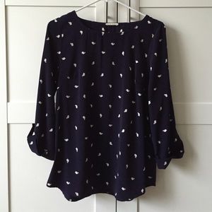 Navy blue Elephant print blouse