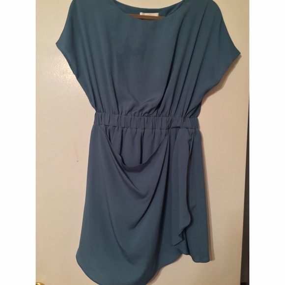 Blue MM Couture Polyester Cap Sleeve Dress, S