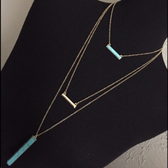 💠Turquoise Vertical Stick Bar Necklace - Picture 2 of 4
