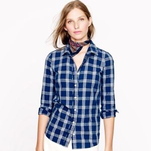 J. Crew Boyfriend Shirt in Blue Plaid Size 6