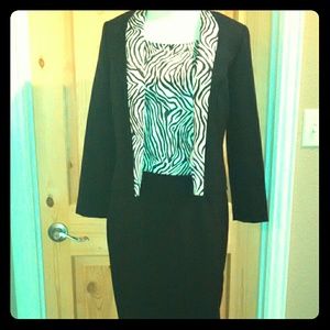 3 piece suit, shirt, zebra tank, and jacket