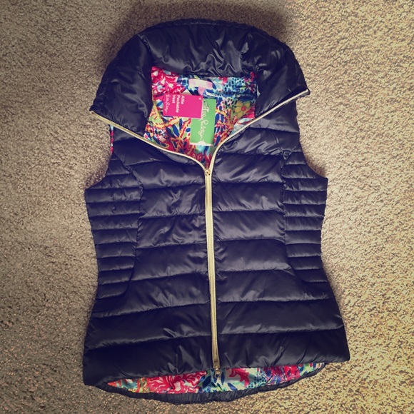 Lilly Pulitzer Allie Packable Vest, Black, Medium