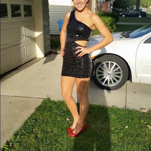 Black sparkly homecoming dress